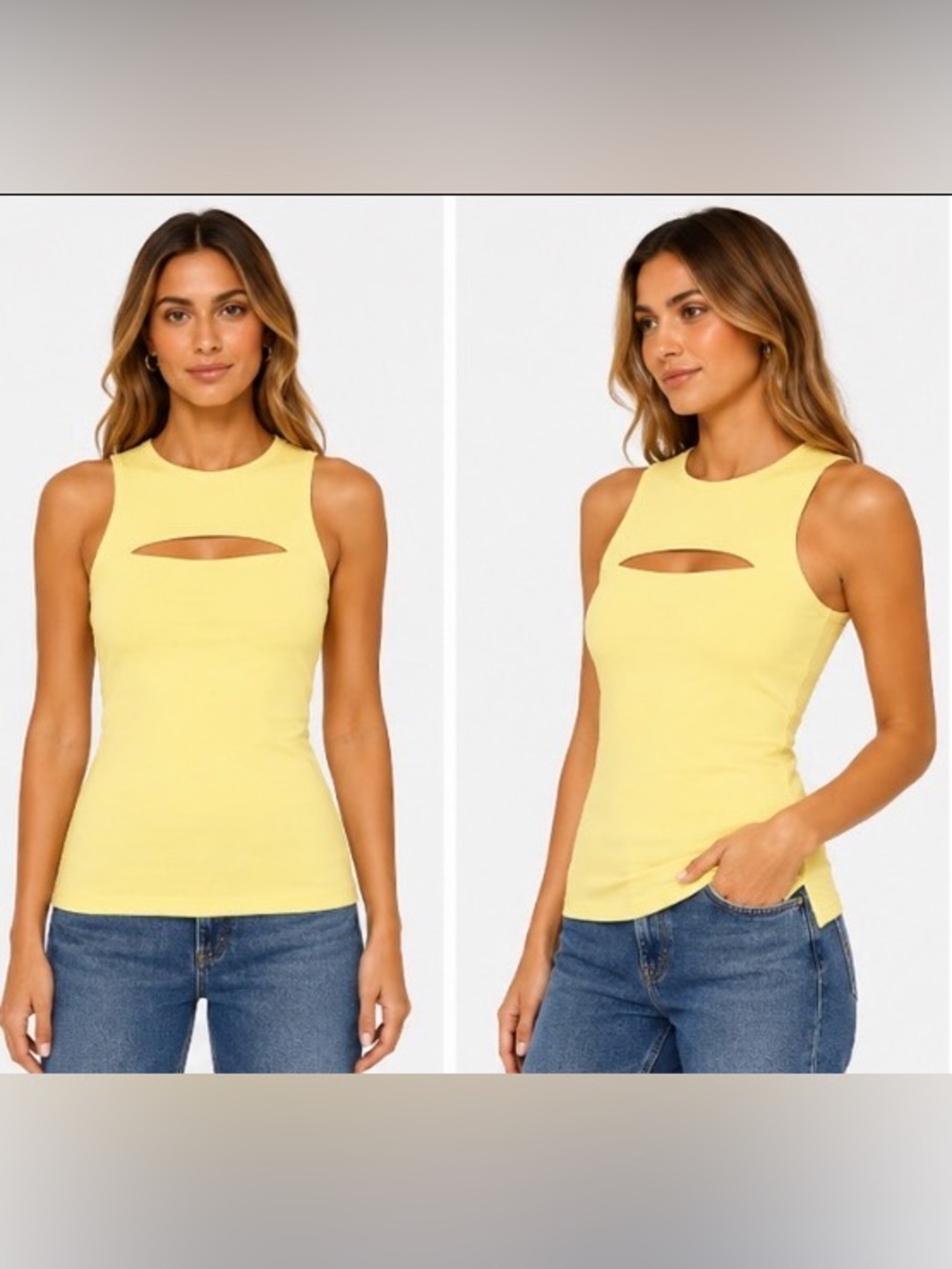 NWT Susana Monaco Racer Tank Top Lemon Zest Yellow Size XL
